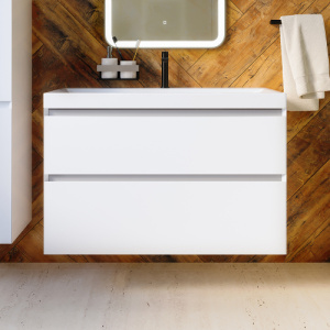 Тумба с раковиной AVS Гармония 100 белая (раковина 02 белая глянцевая)